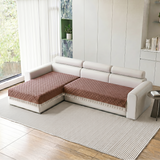 Holland Quilted Soft Velvet Sofa Seat Cover Mat For L Shape 4 Seater (L2+2) with Decorative Handcrafted Tassel