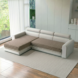 Holland Quilted Soft Velvet Sofa Seat Cover Mat For L Shape 4 Seater (L2+2) with Decorative Handcrafted Tassel