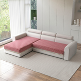 Holland Quilted Soft Velvet Sofa Seat Cover Mat For L Shape 4 Seater (L2+2) with Decorative Handcrafted Tassel