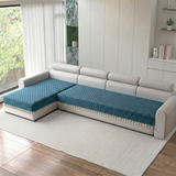 Holland Quilted Soft Velvet Sofa Seat Cover Mat For L Shape  Seater ( L3+2 ) with Decorative Handcrafted Tassel