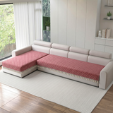 Holland Quilted Soft Velvet Sofa Seat Cover Mat For L Shape  Seater ( L3+2 ) with Decorative Handcrafted Tassel