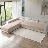 Holland Quilted Soft Velvet Sofa Seat Cover Mat For L Shape 6 Seater ( L3+3 ) with Decorative Handcrafted Tassel