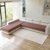 Holland Quilted Soft Velvet Sofa Seat Cover Mat For L Shape 6 Seater ( L3+3 ) with Decorative Handcrafted Tassel