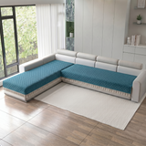 Holland Quilted Soft Velvet Sofa Seat Cover Mat For L Shape 6 Seater ( L3+3 ) with Decorative Handcrafted Tassel