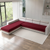 Holland Quilted Soft Velvet Sofa Seat Cover Mat For L Shape 6 Seater ( L3+3 ) with Decorative Handcrafted Tassel
