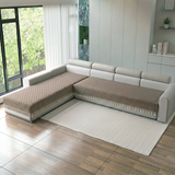 Holland Quilted Soft Velvet Sofa Seat Cover Mat For L Shape 6 Seater ( L3+3 ) with Decorative Handcrafted Tassel