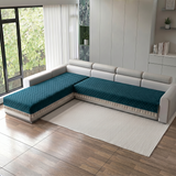 Holland Quilted Soft Velvet Sofa Seat Cover Mat For L Shape 6 Seater ( L3+3 ) with Decorative Handcrafted Tassel