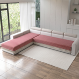 Holland Quilted Soft Velvet Sofa Seat Cover Mat For L Shape 6 Seater ( L3+3 ) with Decorative Handcrafted Tassel