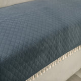 Holland Quilted Soft Velvet Sofa Seat Cover Mat For 1 Seater with Decorative Handcrafted Tassel