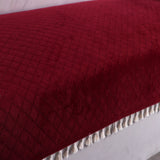 Holland Quilted Soft Velvet Sofa Seat Cover Mat For 1 Seater with Decorative Handcrafted Tassel