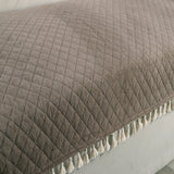 Holland Quilted Soft Velvet Sofa Seat Cover Mat For 1 Seater with Decorative Handcrafted Tassel