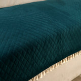 Holland Quilted Soft Velvet Sofa Seat Cover Mat For 1 Seater with Decorative Handcrafted Tassel