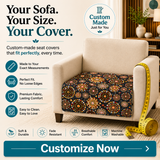 Premium Velvet Digital Printed Fabric with Customizable Seat Length and Fixed Seat Depth at 36 Inches