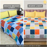 Nendle 180TC Polycotton Double Bed Checkered Bedsheet  with Contrast Pillow Cover (Pack of 1, Multicolor)