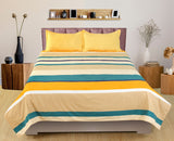 Nendle 180TC Polycotton Double Bed Lining Bedsheet with Contrast Pillow Cover (Pack of 1, Yellow)