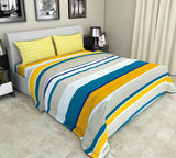 Nendle 180TC Polycotton Double Bed Lining Bedsheet with Contrast Pillow Cover (Pack of 1, Yellow)