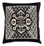 Nendle Jacquard Weaved Decorative Velvet Cushion Cover Set of 5 Pieces (Black, 16x16 Inches)