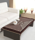 Nendle Jacquard Weaved Velvet Center Table Cover for 4 Seater (Brown, Standard)