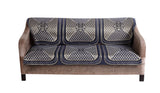 Nendle Chenille Jacquard Weaved Velvet Fabric Sofa Cover Set of 3 Seater Velvet (Grey, 2 Pieces)