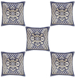 Nendle Jacquard Weaved Decorative Velvet Cushion Cover Set of 5 Pieces (Grey, 16x16 Inches)