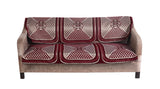 Nendle Chenille Jacquard Weaved Velvet Fabric 3 Seater Sofa Cover (Maroon, Set of 2 Pieces)