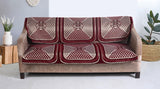 Nendle Chenille Jacquard Weaved Velvet Fabric 3 Seater Sofa Cover (Maroon, Set of 2 Pieces)