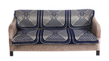 Nendle Chenille Jacquard Weaved Velvet Fabric 3 Seater Sofa Cover (Navy Blue, Set of 2 Pieces)