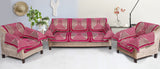 Nendle Velvet Fabric Sofa Cover Set of 5 Seater With 6 Pieces Arms Cover (Pink, 12 Pieces)