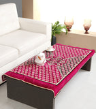 Nendle Jacquard Weaved Velvet Center Table Cover for 4 Seater (Pink, Standard)