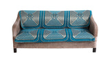 Nendle Chenille Jacquard Weaved Velvet Fabric Sofa Cover Set of 3 Seater (Sky Blue, 2 Pieces)