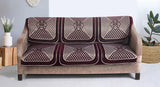 Nendle Chenille Jacquard Velvet Fabric Weaved Sofa Cover Set of 3 Seater (Wine, 2 Pieces)