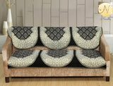 Nendle Luxurious Cotton Polka Dot Design 3 Seater Sofa Cover Set (Black, 2 Pieces)