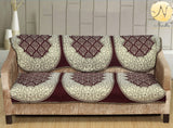 Nendle Luxurious Cotton Polka Dot Design 3 Seater Sofa Cover Set (Brown, 2 Pieces)