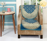 Nendle Luxurious Cotton Polka Dot Design 5 Seater Sofa Cover Set (Sky Blue, 6 Pieces)