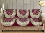 Nendle Luxurious Cotton Polka Dot Design 3 Seater Sofa Cover Set (Maroon, 2 Pieces)