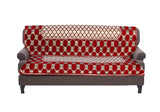 Nendle Latest Cotton Abstarct Design 3 Seater Sofa Cover Set for Living Room (Maroon, 2 Pieces)