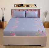 Nendle Microfiber 210TC Double Bedsheet Queen Size 78x60 Inches with Elastic Fitting with 2 Pillow Covers (Fits Upto Mattress of 10 Inches, Light Grey)