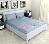 Nendle Microfiber 210TC Double Bedsheet Queen Size 78x60 Inches with Elastic Fitting with 2 Pillow Covers (Fits Upto Mattress of 10 Inches, Light Grey)