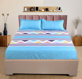 Nendle Elastic Fitted Microfiber 210TC Double Bedsheets King Size 78x72 Inches with 2 Pillow Covers (Fits Upto Mattress of 10 Inches, Blue)