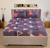 Nendle Elastic Fitted Microfiber 210TC Double Bedsheets King Size 78x72 Inches with 2 Pillow Covers (Fits Upto Mattress of 10 Inches, Violet)