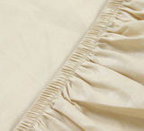 Nendle Elastic Fitted Stripe Pattern Microfiber 210TC Double Bedsheets King Size 78x72 Inches with 2 Pillow Covers (Fits Upto Mattress of 10 Inches, Beige)