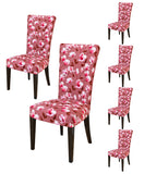 Nendle Stretch Removable Floral Printed Elastic Chair Covers and Protectors for Dinning Chairs (6 Pieces, Metallic Bronze)