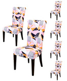 Nendle Stretch Removable Abstract Print Elastic Chair Covers and Protectors for Dinning Chairs (6 Pieces, Multi Color)