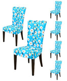 Nendle Stretch Removable Abstract Paisley Print Elastic Microfiber Chair Covers and Protectors (6 Pieces, Sky Blue)