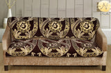 Nendle Floral Design Chenille 3 Seater Sofa Covers Set (Brown, Set of 2 Pieces)