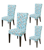 Nendle Elastic/High Strectchable Chair Covers for 4 Seater Dining/Center Table Chairs (4 Pieces, Firozi)