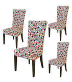 Nendle Elastic/High Stretchable Chair Covers for 4 Seater Dining/Center Table Chairs (4 Pieces, Multi Color)