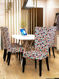 Nendle Elastic/High Stretchable Chair Covers for 4 Seater Dining/Center Table Chairs (4 Pieces, Multi Color)