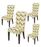 Nendle Elastic/High Stretchable Chair Covers for 4 Seater Dining/Center Table Chairs (4 Pieces, Yellow)