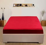 Nendle Water Proof Elastic Fitted TPU Laminated Terry Cotton Mattress Protector Cover Queen Size 78x60 Inches| 6.5x5 Feet (Maroon, Fits Upto Mattress of Thickness 10 Inches)